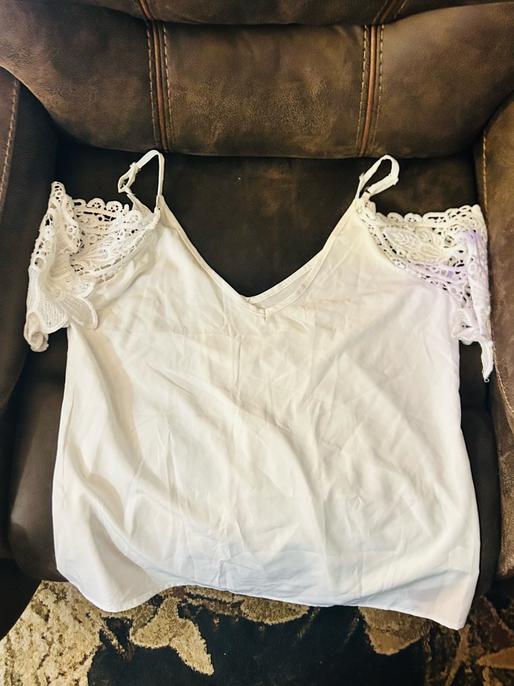 White Lace-Trim Off The Shoulder Top - Women Intimates